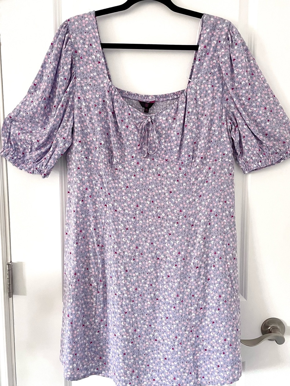 No Boundaries Lilac Floral Puff Sleeve Mini Dress